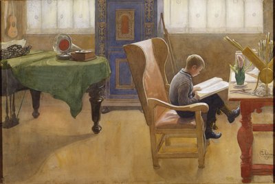 Esbjörn no canto do escritório de Carl Larsson