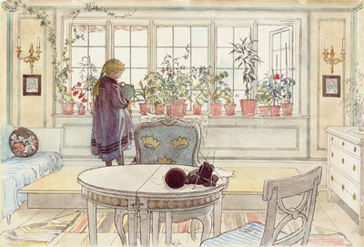 Flores no parapeito, da série &39;A Home&39;, c.1895 de Carl Larsson