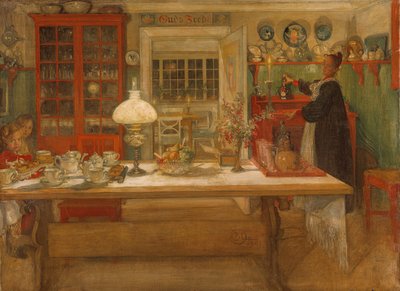 Preparando-se para um jogo, 1901 de Carl Larsson