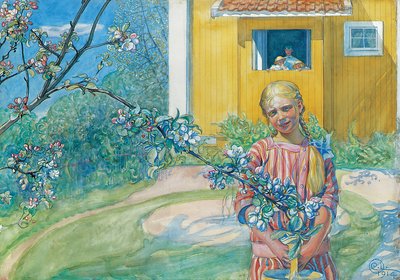 Menina com flor de maçã, 1914 de Carl Larsson