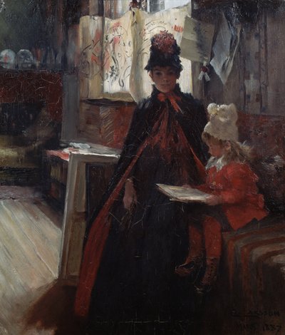 Em Valand, inteiror com Karin e Suzanne de Carl Larsson
