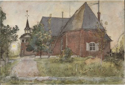 Igreja Antiga de Sundborn. Da coleção «A Home» (26 aguarelas) de Carl Larsson