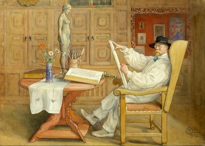Auto-retrato (no novo estúdio) de Carl Larsson