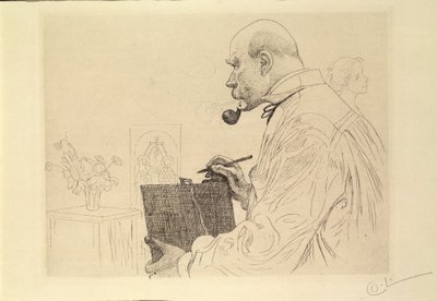Autorretrato como gravador de Carl Larsson