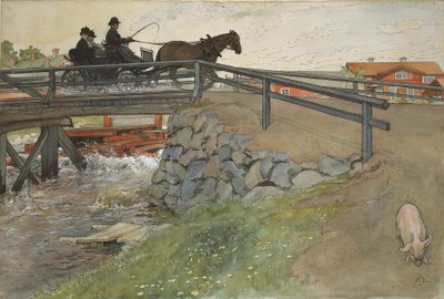 The Bridge, da série A Home, c.1895 (wc no papel) de Carl Larsson