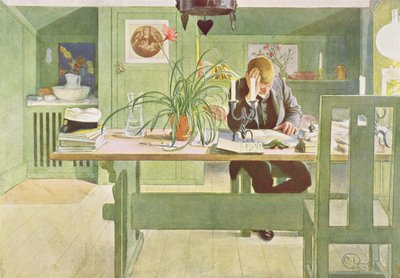 A sala de estudo, pub. em &39;Lasst Licht Hinin&39; (&39;Deixe entrar mais luz&39;), 1908 de Carl Larsson