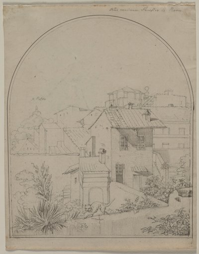Vista da minha janela em Roma (reto) de Carl Ludwig Tischbein