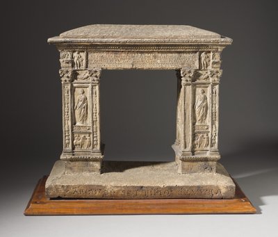 Maquete do Arco do Argentarii, c.1792-95 (cortiça, estuque colorido e areia) de Carl May
