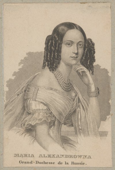 Maria Alexandrovna (nascida Maximiliane Wilhelmine Marie de Hesse-Darmstadt, 1824 Darmstadt - 1880 São Petersburgo) - filha mais nova de Luís II de Hesse e de Guilhermina de Baden, princesa de Hesse, imperatriz da Rússia como esposa do czar Alexandre II de Carl Mayer