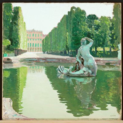A bela fonte do parque de Schoenbrunn -1910 ... (pintura sobre tela) de Carl Moll
