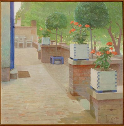 Gartenterrasse - Terraço de jardim ... (pintura sobre tela) de Carl Moll