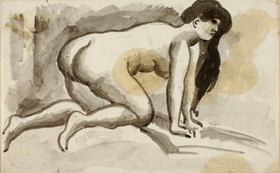 Nu feminino de mãos e joelhos de Carl Newman