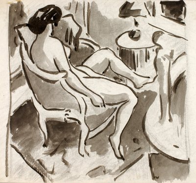 Nu feminino sentado, vista lateral de Carl Newman