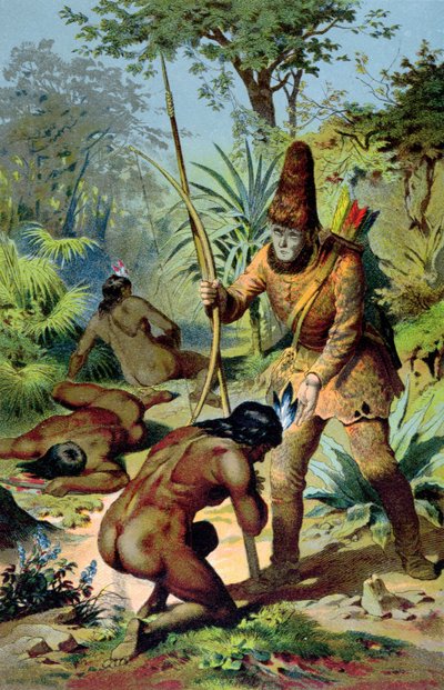 Robinson Crusoe e Man Friday, c.1880 de Carl Offterdinger