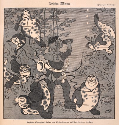 Último recurso: último recurso. Um mergulhador com focas; cena subaquática de Carl Olof Petersen