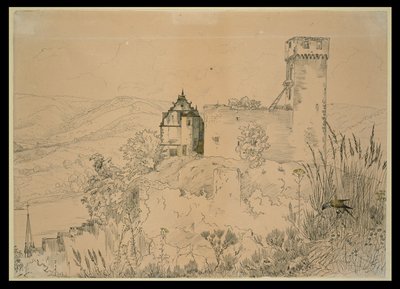 Castelo de Hirschhorn no Neckar (com o falcão) de Carl Philipp Fohr