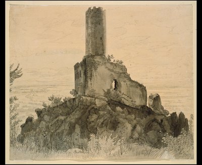 As ruínas de Strahlenburg perto de Schriesheim, com vista para a planície do Reno de Carl Philipp Fohr