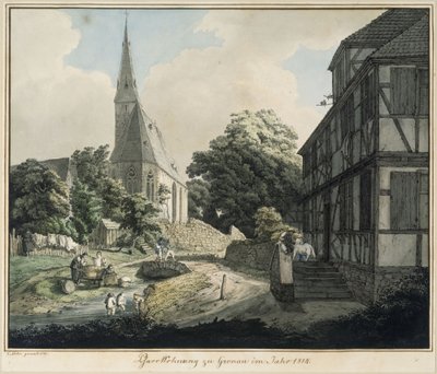 Casa paroquial e igreja em Gronau no ano de 1814 de Carl Philipp Fohr