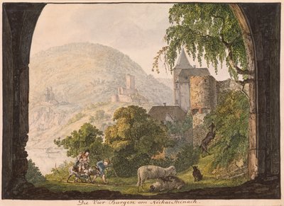 Os quatro castelos de Neckar Steinach (wc no papel) de Carl Philipp Fohr