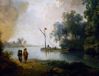 Paisagem com rio, ca 1780, por Carl Philipp Schallhas (1767-1797), detalhe, Hungria de Carl Philipp Schallhas