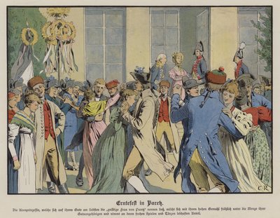 Festival da Colheita em Paretz (cor litho) de Carl Röchling