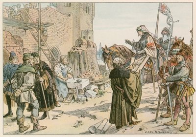 Frederico II na colocação das fundações do castelo no rio Spree em 1443 de Carl Rohling