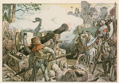 Frederico I (1371-1440) lutando contra a família Von Quitzow em 1414 de Carl Rohling