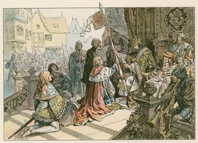 Frederico I (1371-1440) com Sigismundo em Konstanz sendo recompensado com a terra de Kurmark em 1417 de Carl Rohling