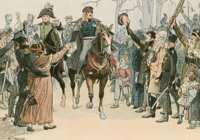 Frederico Guilherme III, rei da Prússia (1770-1840), dirigindo-se ao público em Wroclaw em março de 1813 de Carl Rohling