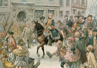 Frederico, o Grande (1712-1786), capturando a cidade de Wroclaw em 1741 de Carl Rohling