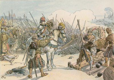 Joachim II liderando a batalha nas guerras turcas em 1542 de Carl Rohling