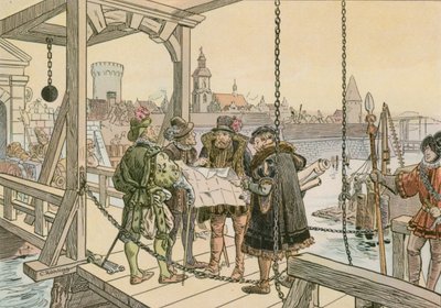 John George com os planos para a cidadela de Spandau em 1580 de Carl Rohling