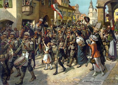La mobilisation en 1914 en Allemagne - A Mobilização em 1914. Image to Schools History Teaching par Roehling, Carl (1849-1922) de Carl Rohling