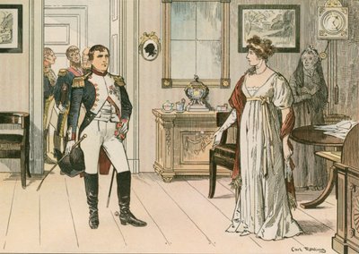 Rainha Louise da Prússia (1776-1810) e Napoleão I (1769-1821) em Tilsit em 1807 durante a assinatura do segundo tratado de Tilsit de Carl Rohling