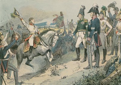 Os três governantes aliados na Batalha de Leipzig em 1813. de Carl Rohling