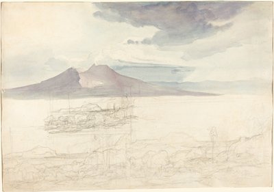 Vistas panorâmicas do Vesúvio e Monte Pellegrino de Carl Rottmann