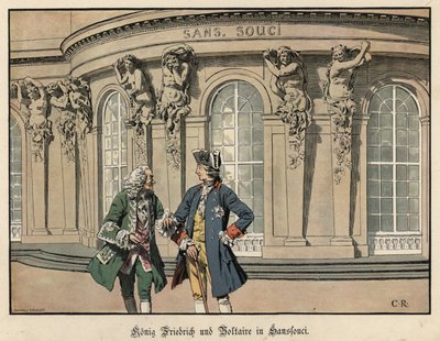 Frederico o Grande e Voltaire em Sanssouci de Carl Röchling