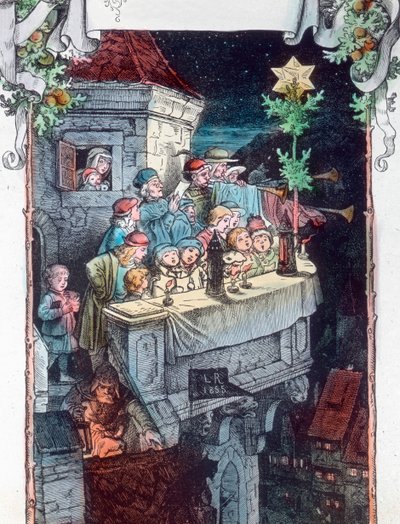 Glória a Deus no mais alto dos céus. Ilustração do pintor e artista gráfico alemão Fritz Richter (1904 - 1981). Data da imagem: cerca de 1930. Arquivo Carl Sinon de Carl Simon