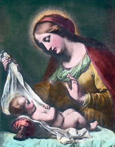 Madona e criança. Pintura (sem data) do pintor barroco italiano Carlo Dolci (1616 - 1686). Data da imagem: cerca de 1900. Arquivo Carl Simon de Carl Simon