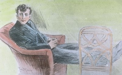The maiden voyage of the Titanic 1912, imagem provavelmente uma ilustração de Harold Bride, um dos operadores de telegramas sem fios do Titanic, história, histórico, Carl Simon, diapositivo de vidro colorido à mão de Carl Simon