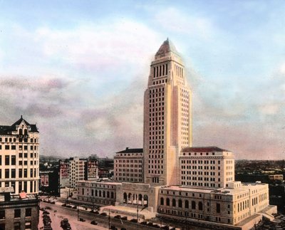Estados Unidos da América, Califórnia, Câmara Municipal de Los Angeles, construída entre 1926 - 1928, data da imagem: cerca de 1931. Arquivo Carl Simon de Carl Simon
