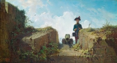 O posto avançado de tricô. Por volta de 1860 de Carl Spitzweg