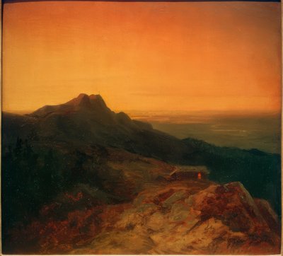 O Benediktenwand à noite de Carl Spitzweg