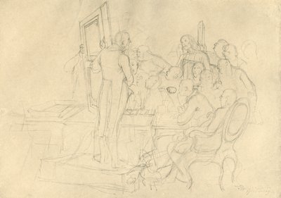 O leilão de arte, meados do final do século XIX, c1924. de Carl Spitzweg