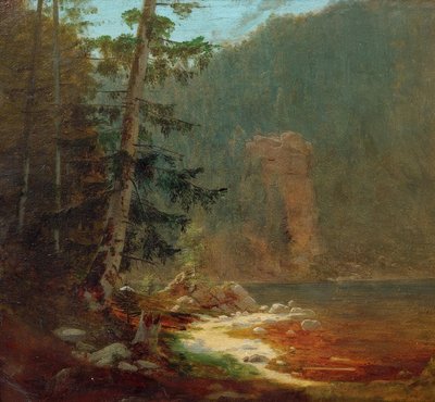 Desfiladeiro rochoso com riacho perto de Lenggries de Carl Spitzweg
