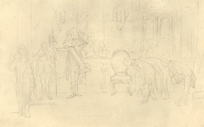 Na antecâmara de sua Alteza, meados do final do século XIX, c1924. de Carl Spitzweg
