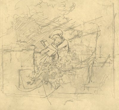 Lektüre, meados do século XIX, c1924. de Carl Spitzweg