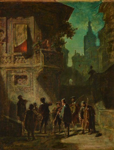 Serenata espanhola do Barbeiro de Sevilha, ca 1856. de Carl Spitzweg