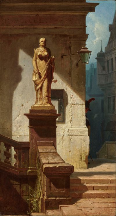 O olho da lei Justitia, 1857. de Carl Spitzweg