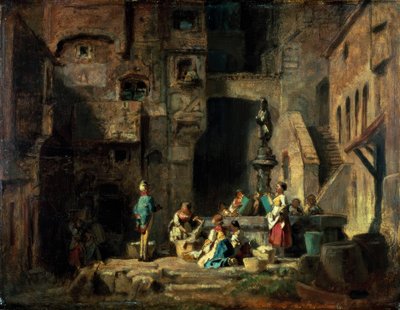 Lavadeiras no poço de Carl Spitzweg